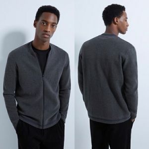Zara Men’s Zip-Up Textured Cardigan Gray